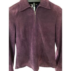 Jones New York Women’s Leather Suede Jacket Sport Purple